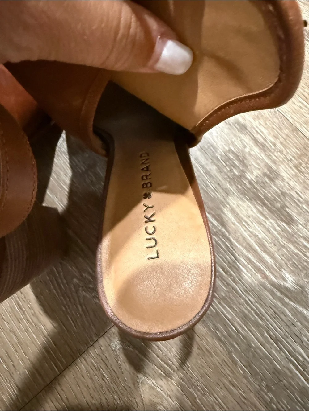 Lucky Brand Brown Leather Open-Side Ankle Booties
